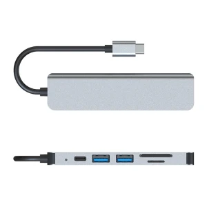 Hub 6w1 USB-C HDMI 4K30hz USB C USB3.0 USB2.0 + SD/TF (JL-CX06A)