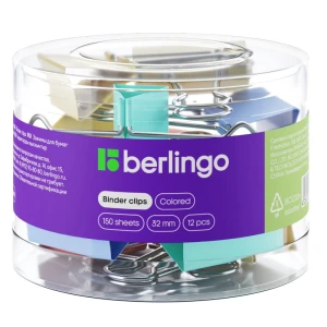 Berlingo klipy biurowe do papieru 32 mm | 12 szt. | mix kolorów pastelowych (4260107485667)