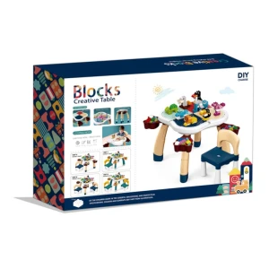 Stolik edukacyjny z klockami 100 elementów + 2 krzesełka (HN202792)