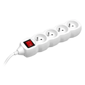 Przedłużacz Tracer PowerCord | 3 m | 4 gniazda + wyłącznik | white (TRALIS44616)
