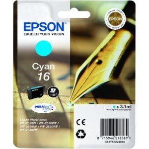 Tusz Epson Nr.16 do WF-2010 | 3,1ml | 165str. (C13T16224020 / C13T16224010 / C13T16224012) Cyan