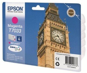Tusz Epson T7033 do WP-4015/4025/4095/4515/4525/4535 | 800 str. (C13T70334010) Magenta