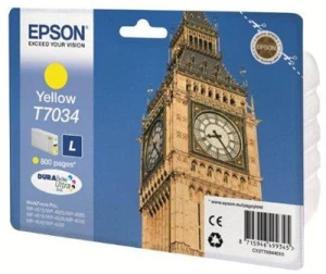 Tusz Epson T7034 do WP-4015/4025/4095/4515/4525/4535 | 800 str. (C13T70344010) Yellow
