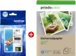 Zestaw tuszy + papier CMY do Brother DCP-J1050DW / DCP-J1140DW | 200str. (LC421VALMCVP) Color(CMY)