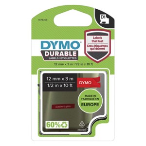 Dymo Taśma D1 Durable Biały nadruk na czerwonym tle | 12mm x 3m (1978366)