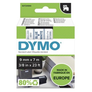 Dymo Taśma D1 standardowa Niebieski nadruk na białym tle | 9mm x 7m (S0720690)