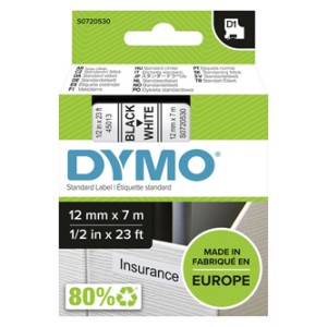 Dymo Taśma D1 standardowa Czarny nadruk na białym tle | 12mm x 7m (S0720530)