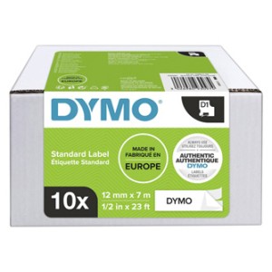 Dymo Taśma D1 standardowa Czarny nadruk na białym tle | 12mm x 7m (2093097)
