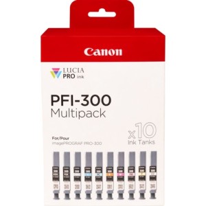 Wielopak 10 kaset z atramentem Canon PFI-300 MBK/PBK/CO/GY/R/C/M/Y/PC/PM do PRO-300 (4192C008)