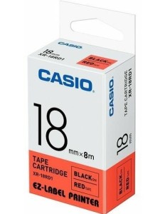 Taśma Casio XR-18RD1 do drukarek etykiet 18mm x 8m czarny nadruk/ czerwone tło (XR-18RD1)