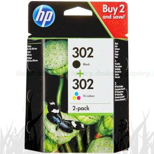 Tusz Hewlett-Packard Oryginał HP 302 BK+CMY Dwupak (X4D37AE)