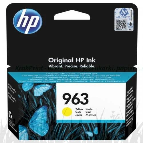 Tusz Hewlett-Packard Oryginał 963 do OfficeJet Pro 9013, 9023 (3JA25AE) Yellow