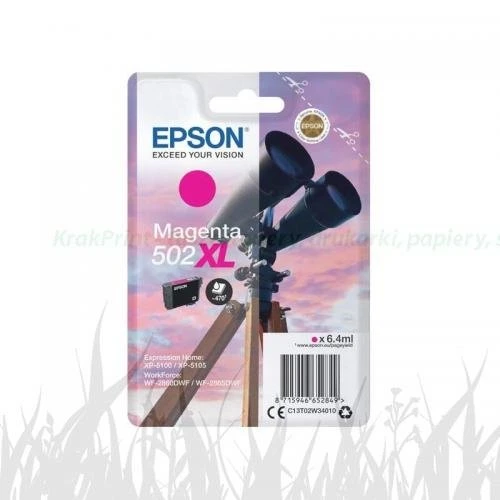 Tusz Nr.502xl do Epson Expression Home XP-5100 | 470str. (C13T02W34010) Magenta