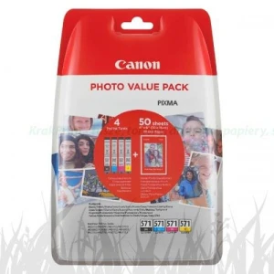 Canon oryginalny ink / tusz CLI-571 C/M/Y/BK + 50x PP-201 (0386C006) CMYBk