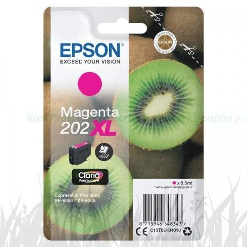 Epson oryginalny ink / tusz C13T02H34010, 202 XL, magenta, 8.5ml, Epson XP-6000, XP-6005