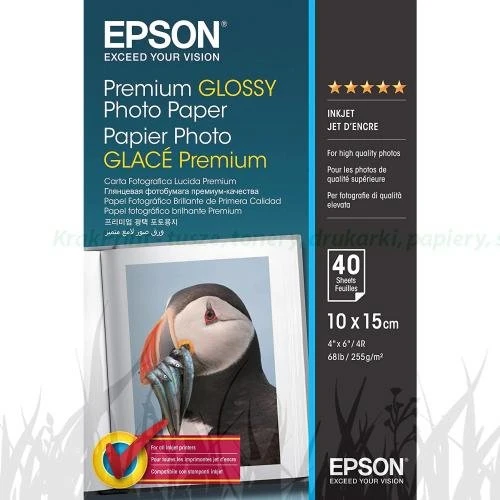 Papier Epson Premium Glossy Photo 10x15 (40 ark.), 255g/m2 - C13S042153