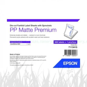 PP Matte Label Premium, Die-cut Fanfold Sheets with Sprockets, 203mm x 305mm, 500 Labels (7113415 / C33S045552)