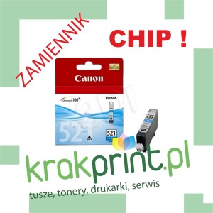 Tusz Zamiennik z chipem do Canona CLI-521C (MPCACLI521C) Cyan