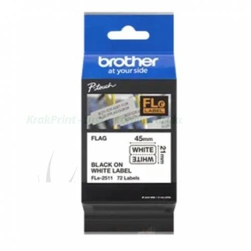 Cięte etykiety FLe-2511 firmy Brother -czarny nadruk na białym tle, 21mm szerokości