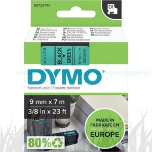 Dymo Taśma D1 standardowa Czarny nadruk na zielonym tle | 9mm x 7m (S0720740)