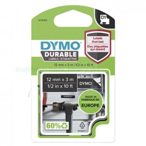 Dymo Taśma D1 Durable Biały nadruk na czarnym tle | 12mm x 3m (1978365)