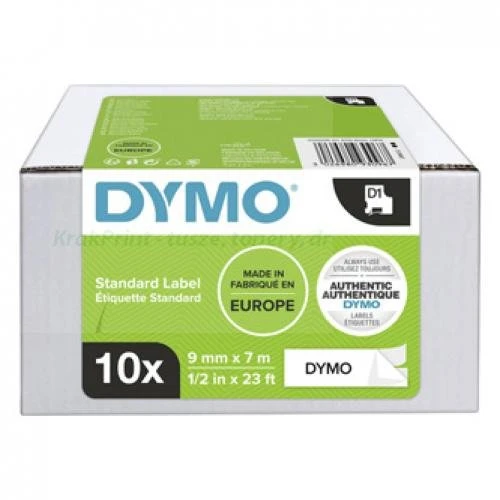 Dymo Taśma D1 standardowa Czarny nadruk na białym tle | 9mm x 7m (2093096)