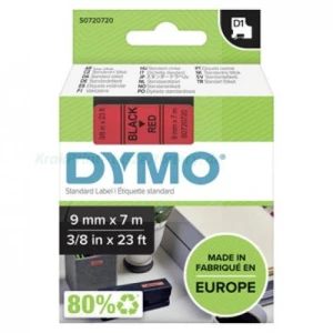 Dymo Taśma D1 standardowa Czarny nadruk na czerwonym tle | 9mm x 7m (S0720720)