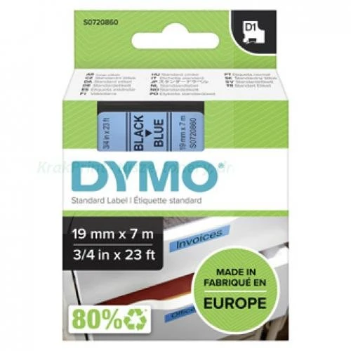 Dymo Taśma D1 standardowa Czarny nadruk na niebieskim tle | 19mm x 7m (S0720860)