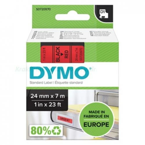 Dymo Taśma D1 standardowa Czarny nadruk na czerwonym tle | 24mm x 7m (S0720970)