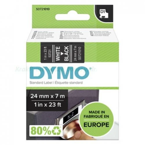 Dymo Taśma D1 standardowa Biały nadruk na czarnym tle | 24mm x 7m (S0721010)