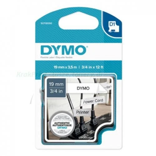 Dymo Taśma D1 nylonowa Czarny nadruk na białym tle | 19mm x 3.5m (S0718050)