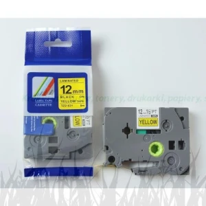 Taśma eMPe Zamiennik do Brother 12mm/8m Żółta/Czarny Nadruk (TZe-631/TZ-631)