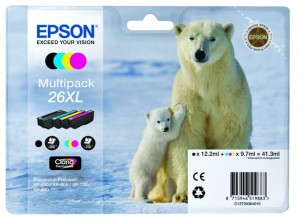 Tusz Epson Oryginał Multipack T2636 do XP-600/700/800 (C13T26364010 / C13T26364020) Color(CMYBk)