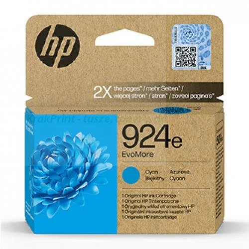 Tusz HP 924e do Officet Pro 800str. (4K0U7NE#CE1) Cyan