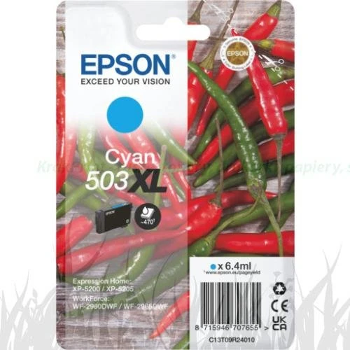 Tusz 503XL Epson Expression Home XP-5200, WorkForce WF-2960 6,4ml (C13T09R24010) Cyan
