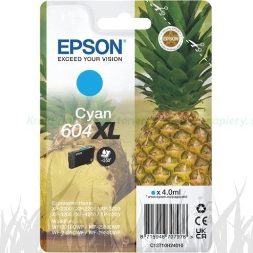 Tusz 604XL do Epson XP-2200/3200/4200 WF-2910/2930/2950 4ml (C13T10H24010) Cyan
