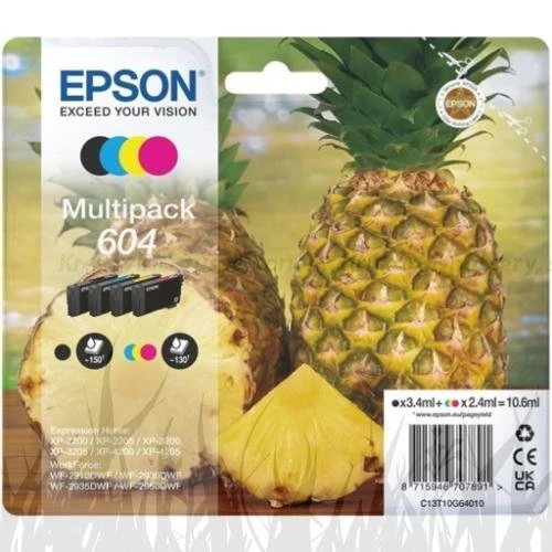 Zestaw tuszy 604 do Epson XP-2200/3200/4200 WF-2910/2930/2950 CMYK (C13T10G64010)