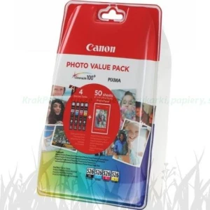 Tusze Value Pack CLI526 CMYK Canon MG5150/5250/6150/8150 + papier foto 50szt. (4540B017)