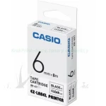 Taśma Casio XR-6X1 do drukarek etykiet 6mm x 8m czarny nadruk/ przezroczyste tło (XR-6X1)