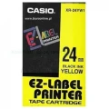 Taśma Casio XR-24YW1 do drukarek etykiet 24mm x 8m czarny nadruk/ żółte tło (XR-24YW1)