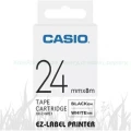 Taśma Casio XR-24WE1 do drukarek etykiet 24mm x 8m czarny nadruk/ białe tło (XR-24WE1)