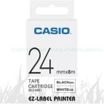 Taśma Casio XR-24WE1 do drukarek etykiet 24mm x 8m czarny nadruk/ białe tło (XR-24WE1)
