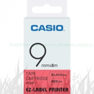 Taśma Casio XR-9RD1 do drukarek etykiet 9mm x 8m czarny nadruk/ czerwone tło (XR-9RD1)