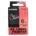 Taśma Casio XR-6RD1 do drukarek etykiet 6mm x 8m czarny nadruk/ czerwone tło (XR-6RD1)