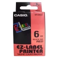 Taśma Casio XR-6RD1 do drukarek etykiet 6mm x 8m czarny nadruk/ czerwone tło (XR-6RD1)
