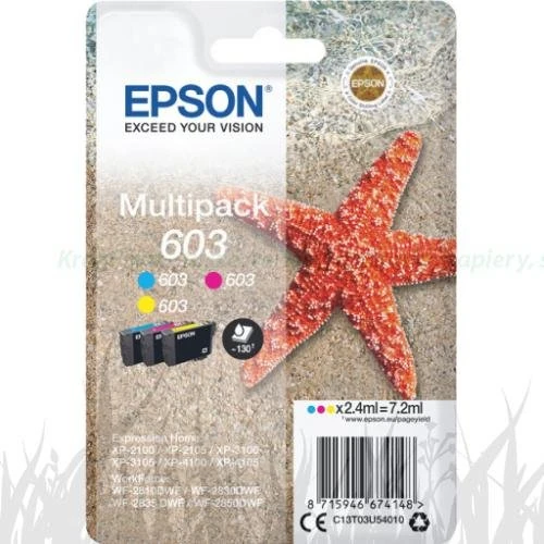 Multipack tuszy 603 CMY Epson XP-2100/2105/3105/4105 WF-2810/2830/2850 (C13T03U54010)