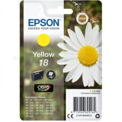 Tusz Epson XP-202 XP 225 XP-302 XP-305 XP-402 XP-405 żółty 18 3,3ml (C13T18044012)