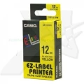Taśma Casio XR-12YW1 do drukarek etykiet 12mm x 8m czarny nadruk/ żółte tło (XR-12YW1)