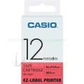 Taśma Casio XR-12RD1 do drukarek etykiet 12mm x 8m czarny nadruk/ czerwone tło (XR-12RD1)