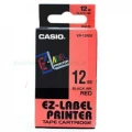 Taśma Casio XR-12RD1 do drukarek etykiet 12mm x 8m czarny nadruk/ czerwone tło (XR-12RD1)